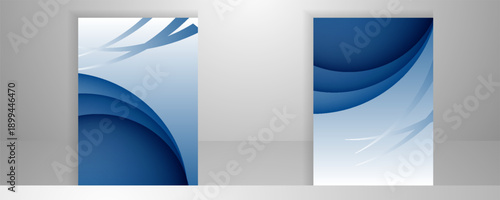 Blue and white wave Book cover design modern. Annual report. Brochure template, catalog. Simple Flyer promotion. magazine. Vector illustration