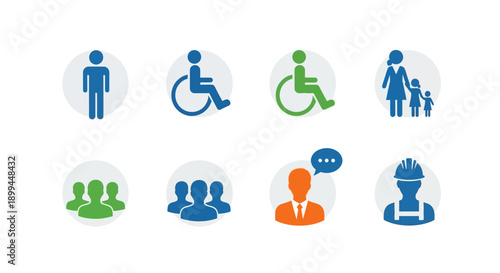 Diverse people icons for inclusive communication and accessibility