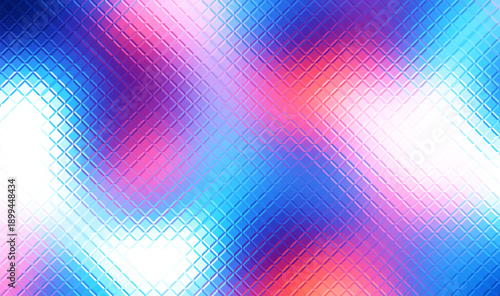 Abstract textured glass pattern vector background. Texture of glowing glass illuminated with multi-colored light, pink and blue gradient. Blurry