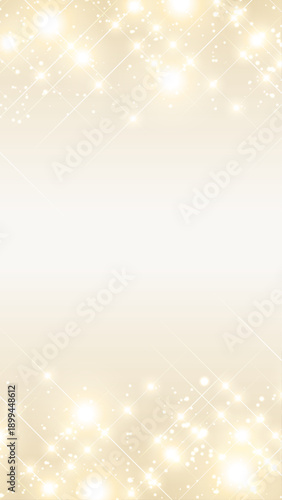 Abstract champagne gold glitter vertical background. Luxury sparkle light frame for social media story.