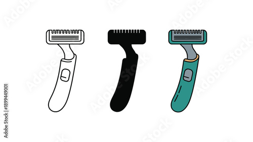 Three different razors for shaving on white background