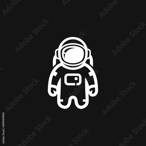 Minimalist Astronaut Icon on Black Background for Space Exploration Design