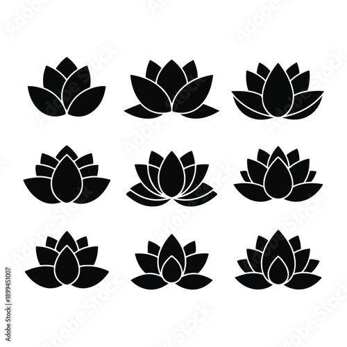 Lotus Flower Silhouettes Grid