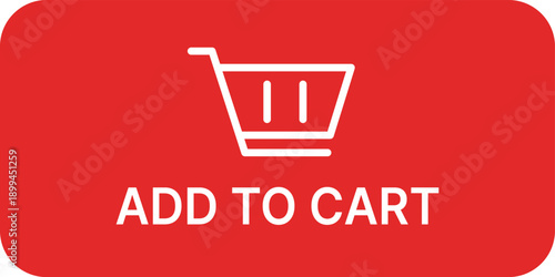 White shopping cart and text add to cart on red background e-commerce online shopping