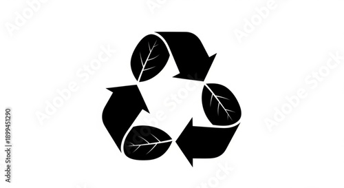 Recycling symbol with leaves illustrating environmental sustainability concept from a straightforward perspective