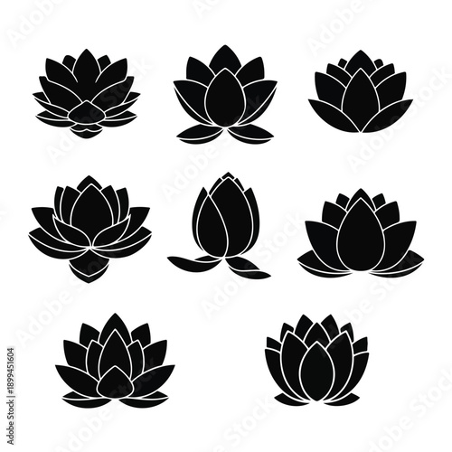 Lotus Flower Silhouette Set