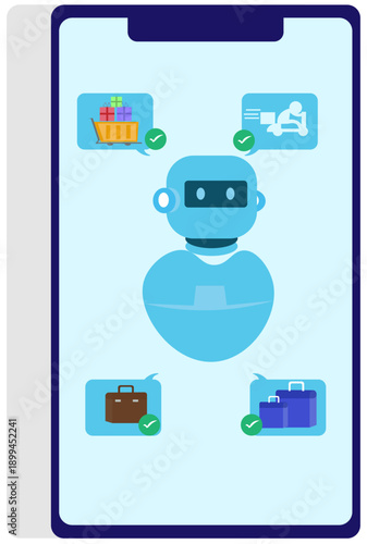 chat bot,Artificial intelligence suggests products, confirms bookings, and tracks deliveries.