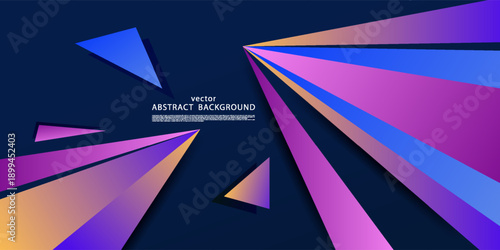 Abstract design with overlapping triangles in colorful purple and blue. Simple paper cut background. EPS10 vector.