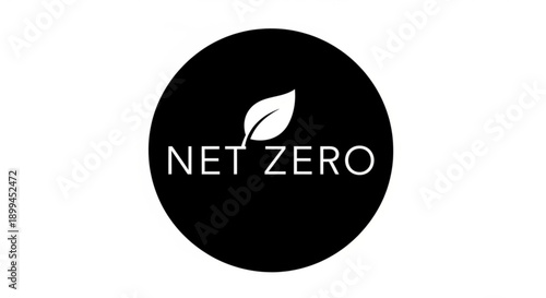 A black circular logo featuring a white leaf icon and the text Net Zero, representing environmental sustainability and eco-friendliness