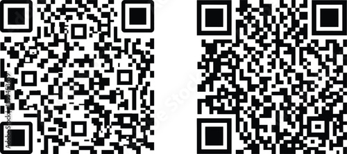 Two black qr codes on a white background for scanning and linking to digital content online