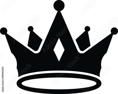 Black silhouette of a royal crown with pointed peaks and a central diamond shape king queen