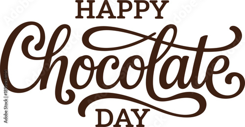 Happy Chocolate Day brown text on transparent background greeting