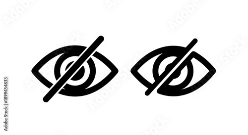 Two eye icons with diagonal lines through them, representing 'do not show' or hidden status.