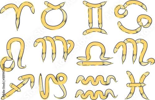 yellow golden colorful creative pattern horoscope signs