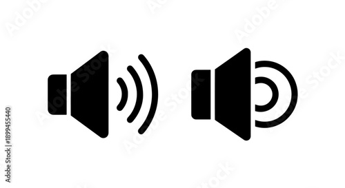Black solid icons representing speaker volume and sound levels on white background.