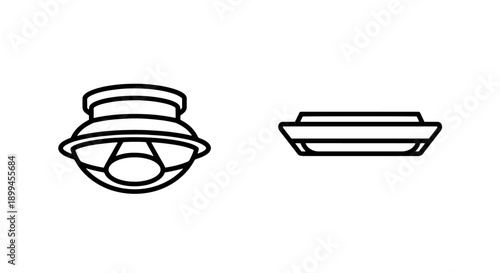 Vector icons of ceiling light fixtures, modern simple design on white background.