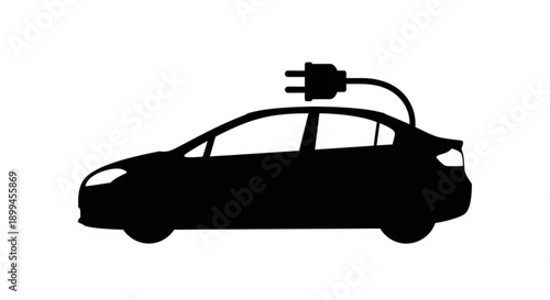 Electric vehicle charging with plug connected to the car