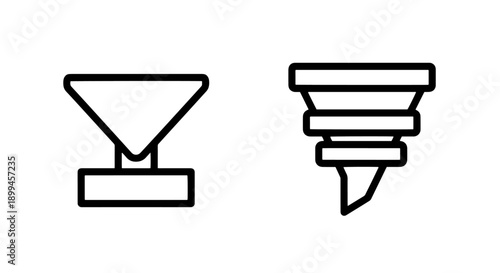 Two funnel icons representing filtration and process flow