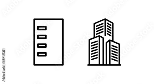 Tall skyscraper building icons for urban and business development