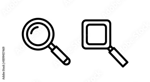 Simple Outline Icons of Magnifying Glasses for Search and Discovery Concepts