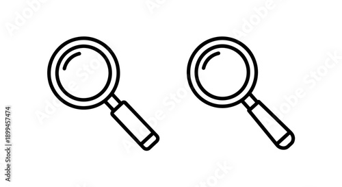 Two Outline Magnifying Glass Icons Illustrating Search and Investigation Concepts