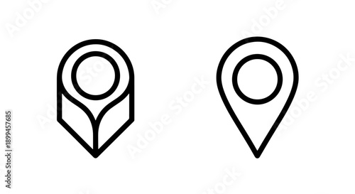 Outline Icons of Map Location Pins, One Standard and One Abstract