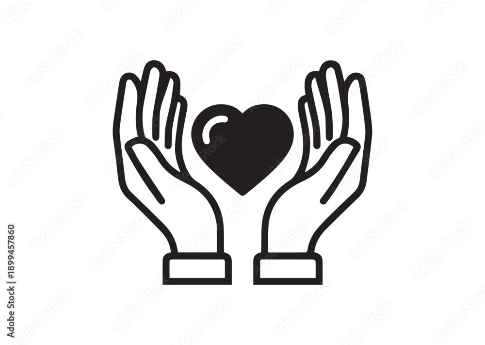 Obraz premium Healthcare Hands Holding Heart Icon, Editable Solid Vector Illustration