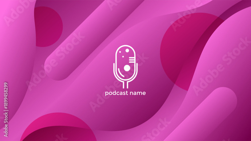 Abstract Podcast Background With Hand Drawn Organic Shapes Pink Gradient Colorful Simple Modern Design Vector. Good For Cover Design, Banner Design, Web Design, Social Media Template