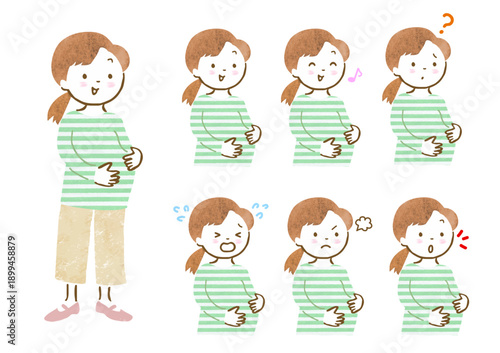 妊婦さんの表情セット