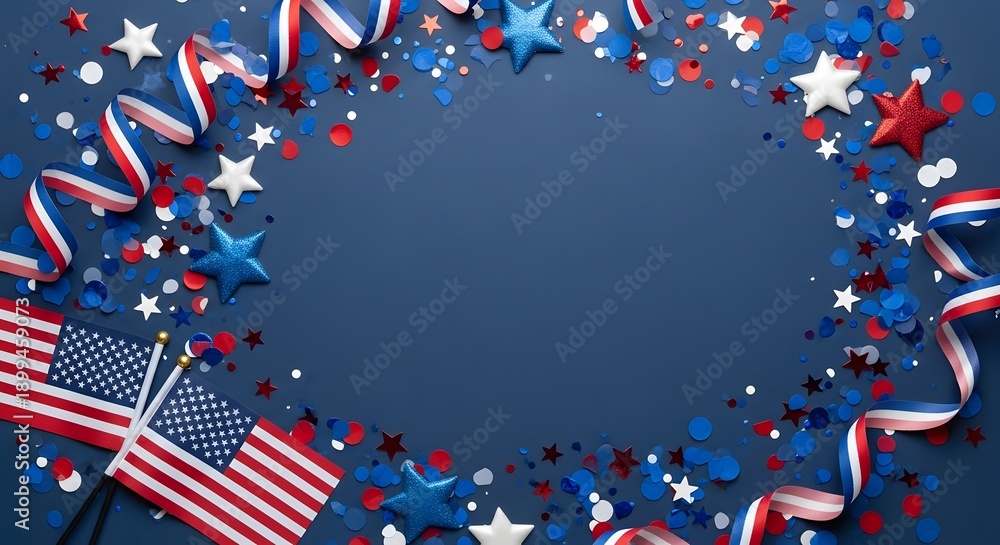 Obraz premium Labor day background with patriotic american flag and star decorations