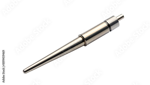 Metallic, conical device with cylindrical segments, isolated on a black background