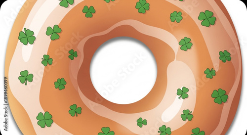 Delicious glazed donut with green shamrock sprinkles on top sweet treat for st patrick's day celebration