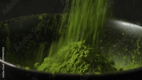 Wallpaper Mural Slow Motion Shot of Falling Matcha Powder into a Heap Torontodigital.ca