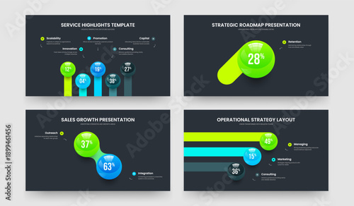 Investor Overview Five One Two Three Option Chart Slide Layout Vector Illustration Bundle. Minimal Briefing 5 1 2 3 Element Infographic Presentation Design Collection.