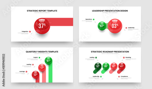 Digital Review 1 2 3 4 Step Diagram Slide Template Bundle. Minimalist Profile One Two Three Four Option Chart Slideshow Design Vector Illustration Collection.