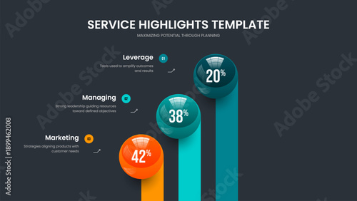 Corporate Analysis Slide Layout Vector Illustration. Educational Overview 3 Option Diagram Frame Template. Marketing Performance Three Step Chart Slideshow Design.