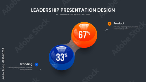 Visual Solution Two Option Graph Slide Template. Creative Forecast 2 Element Diagram Slideshow Design. Consulting Development Presentation Layout Vector Illustration.