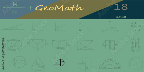 Geometry math icon set ,Doodle math, formula maths and mathematics scribble homework. Various charts and geometry shapes, physics formula neoteric vector collection