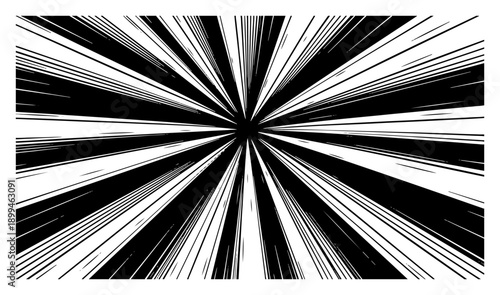 Abstract radial sunburst with speed lines in vintage woodcut engraving style