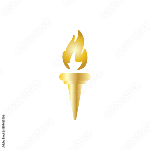 Golden Torch Illustration Featuring Flame and Handle Elements in a Symbolic Representation of Fire and Light