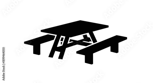 Picnic table silhouette icon vector illustration