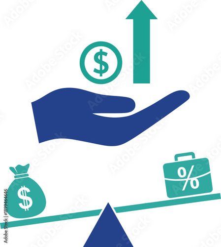 Financial growth and investment balance concept