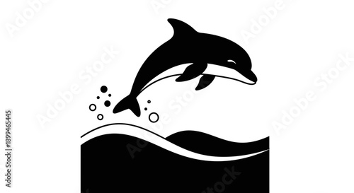 Dolphin Silhouette Jumping Out of Water.