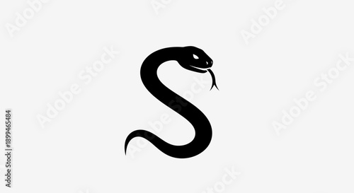Black Snake Silhouette with Forked Tongue.