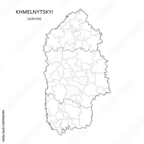 Vector Map of Khmelnytskyi Oblast with Administrative Subdivisions of Raions (Districts) and Hromadas (Communities) of Khmelnytskyi - Ukraine 2026