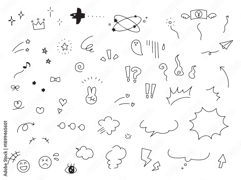 Obraz premium 手描きの感情表現アイコンセット