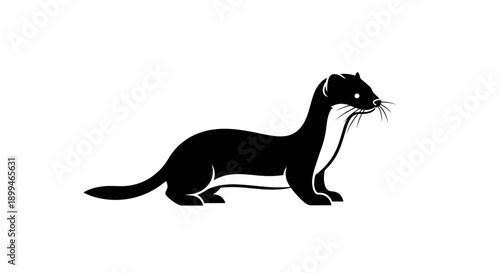 Black Ferret Silhouette Illustration Isolated Animal.