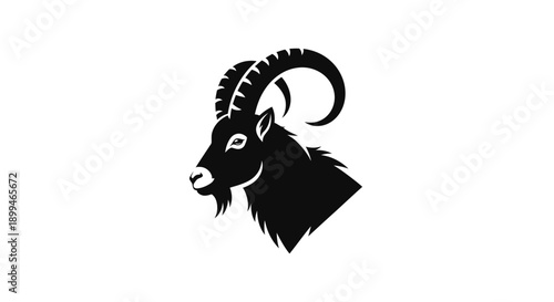 Black Silhouette of a Goat Head.