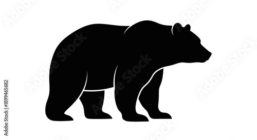 Black Bear Silhouette Walking Profile View.