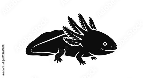 Black Axolotl Silhouette Illustration.